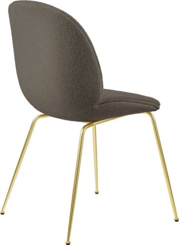 GUBI Beetle Dining Chair Fully Upholstered Light Bouclé SH: 45 - Brass/004