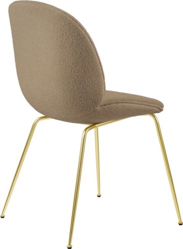 GUBI Beetle Dining Chair Fully Upholstered Light Bouclé SH: 45 - Brass/003