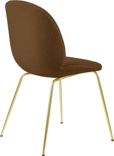 GUBI Beetle Dining Chair Fully Upholstered Light Bouclé SH: 45 - Brass/006