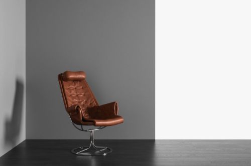 DUX Jetson Lænestol SH: 40cm - Cognac Læder/Sølv