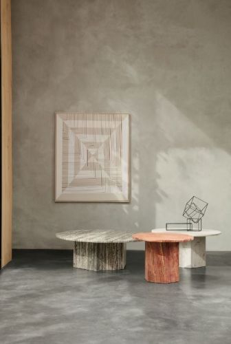 GUBI Epic Coffee Table Ø: 80 cm - White Travertine