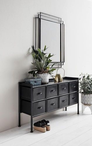 Nordal Portland Skænk M. 8 Skuffer 66 x 116 cm - Sort Jern