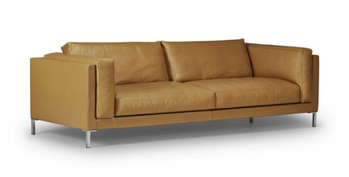 Juul 301 2,5 Pers. Sofa L: 240 cm - Prestige Cognac Læder/Børstet Rustfrit Stål