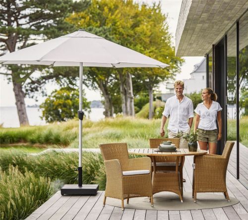 Cane-line Outdoor Sunshade Parasol m/Krank Ø: 300 cm - Dusty White/Mat Anodiseret  Aluminium