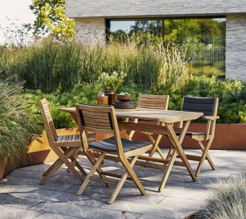 Cane-line Outdoor Flip Klapstol inkl. Sæde- og Ryghynde SH: 47 cm - Dark Grey/Teak