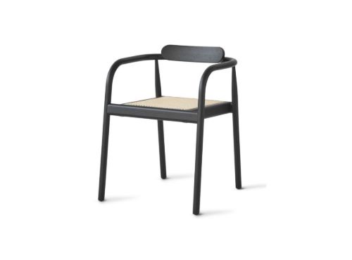 Please Wait To Be Seated Ahm Chair SH: 46,5 cm - Black/Cane