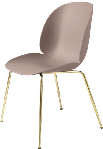GUBI Beetle Dining Chair Conic Base 4 stk - Brass Semi Matt Base/Sweet Pink Shell