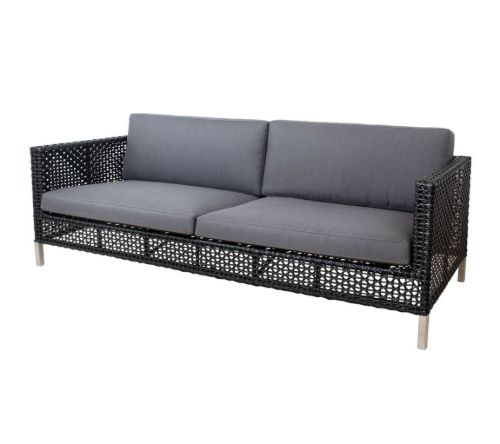 Cane-line Outdoor Connect 3 pers. Sofa inkl. Grå hynde L: 213 cm - Black/Anthracite