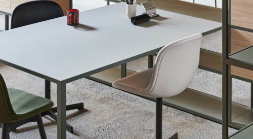 HAY New Order Table 100x200cm - Army Powder Coated/Green Linoleum