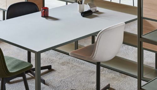 HAY New Order Table 100x250cm - Army Powder Coated/Green Linoleum