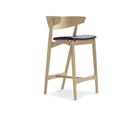 Sibast Furniture No 7 Bar Stool SH: 65 cm - Soap Oak / Black Leather