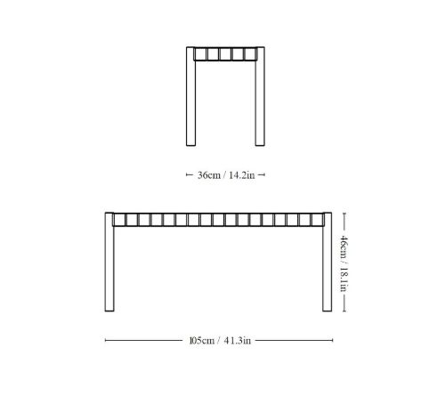 &Tradition TK4 Betty Bench Small B: 105cm - Black/Black Linen