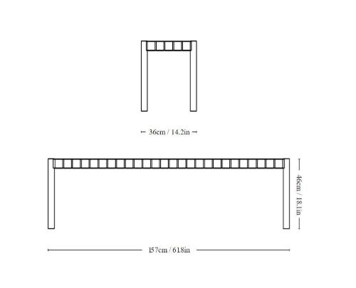 &Tradition TK5 Betty Bench Large B: 157cm - Black/Natural Linen