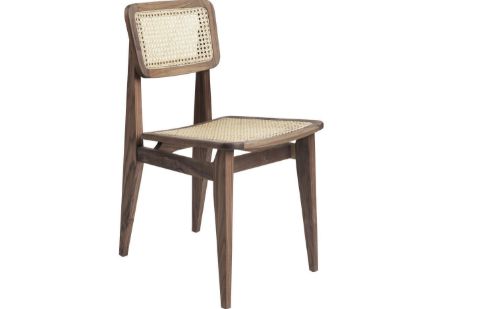 GUBI C Chair Dining SH: 43,5 cm - French Cane/American Walnut