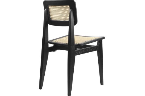 GUBI C Chair Dining SH: 43,5 cm - French Cane/Black Stained Oak