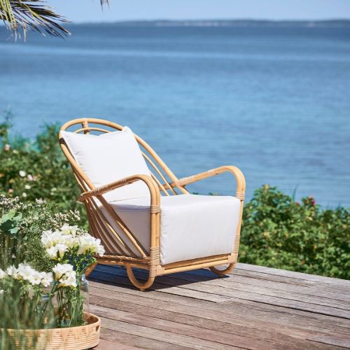 Sika-Design Charlottenborg Stol SH: 39 cm - Alurattan Natural/Taupe Sæde- og Ryghynde m. Quick Dry Foam