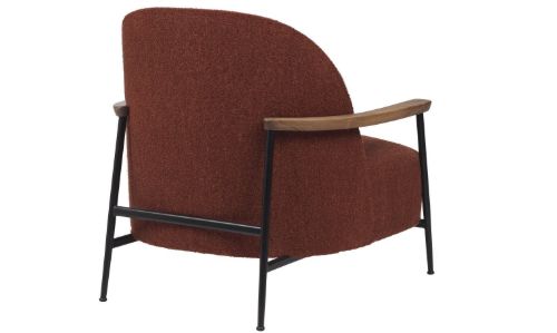 GUBI Sejour Lounge Chair Fully Upholstered W Armrest SH: 35 cm - Walnut / Harp 007