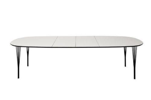 Haslev Symphony 78 Ovalt Spisebord 105 x 200 cm - Hvid Laminat / Black