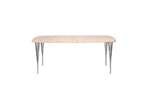 Haslev Symphony 86 Spisebord 90 x 90 cm - Hvidolieret Eg / Chrome