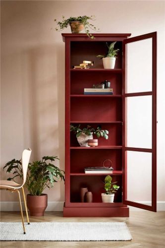 Lindebjerg Design Color N1 Vitrineskab Venstrehængt Dør 70x210 cm - Red