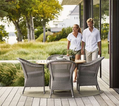 Cane-line Outdoor Lansing Havebord Ø: 120 cm - Natural/Teak