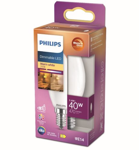 PHILIPS Classic E14 LED Pære 3,4W (40W) - Dæmpbar/Varm Hvid