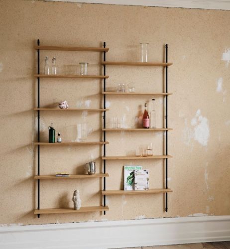 Moebe Wall Shelving Sets 230x85 cm - Oak/Black