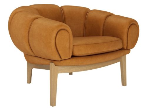 GUBI Croissant Lounge Chair SH: 46 cm - Oak / Chamois Cuoio