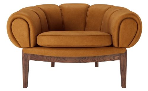GUBI Croissant Lounge Chair SH: 46 cm - Walnut / Chamois Cuoio