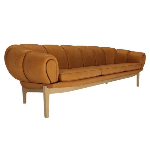 GUBI Croissant Sofa SH: 46 cm - Oak / Chamois Cuoio