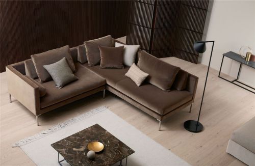 Juul 701 Hjørnesofa 230x220 cm - Peach 21/Børstet Rustfrit Stål