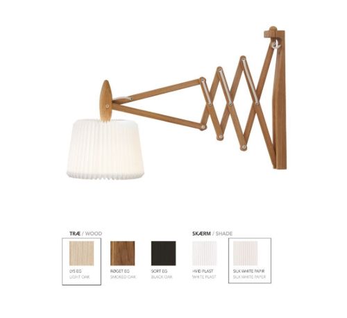 Le Klint 233 120 Saxlampe til væg H: 31 cm - Lys Eg/Silk White Papirskærm