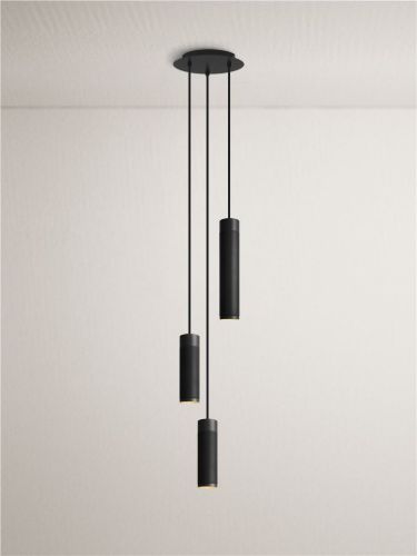 Thorup Copenhagen Patrone Pendant Cluster 3-Light Ø: 22 cm - Sortbruneret Messing