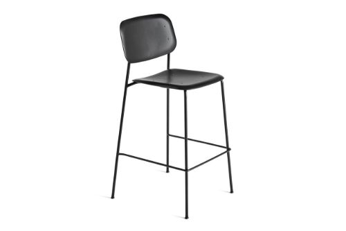 HAY Soft Edge P10 Bar Stool High SH: 75 cm - Black Powder Coated Steel/Black