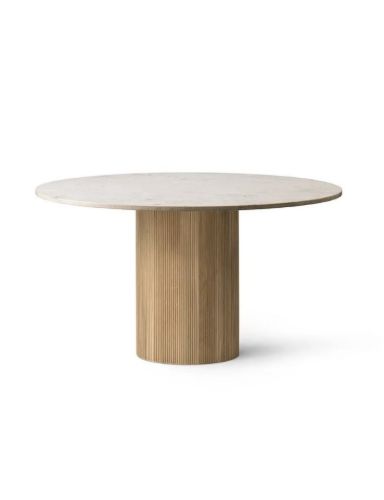 Vipp 494 Cabin Round Table Ø: 130 cm - Light Oak / Beige Marble
