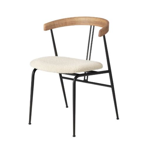 GUBI Violin Dining Chair Upholstered Seat Bouclé SH: 45 cm - Oiled Oak / 001