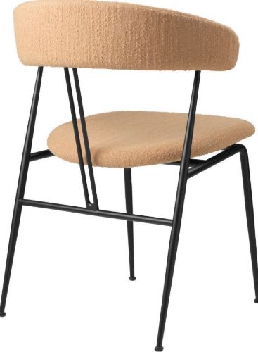 GUBI Violin Dining Chair Fully Upholstered New Wool SH: 45 cm - Black Matt / Beige
