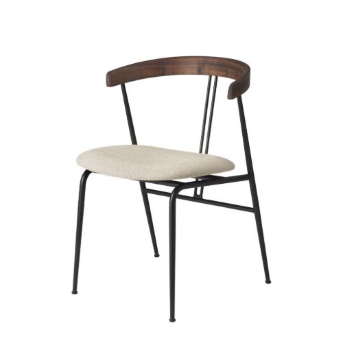 GUBI Violin Dining Chair Upholstered Seat Tempt SH: 45 cm - Oiled American Walnut / 61168