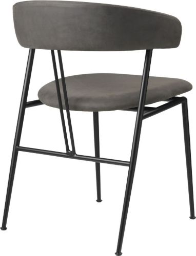 GUBI Violin Dining Chair Fully Upholstered Dunes Leather SH: 45 cm - Black Matt / Grey