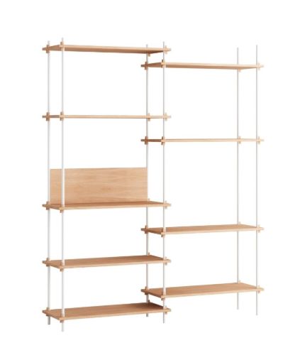 Moebe Shelving System Double w. Back Plate 200x162 cm - Oak/White