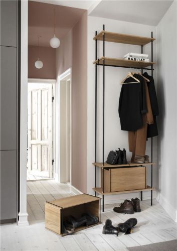 Moebe Shelving System Open Wardrobe 200 x 85 cm - Oak/White