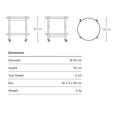 Brdr. Krüger Bølling Bakkebord m. 2 bakker Ø: 50 cm - Sortmalet Eg/Finér