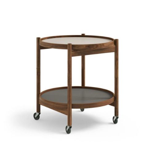 Brdr. Krüger Bølling Bakkebord m. 2 bakker Ø: 50 cm - Olieret Valnød/Stone