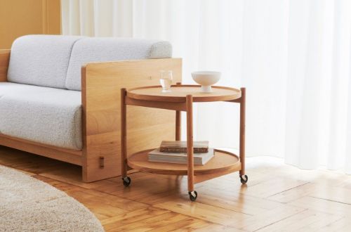 Brdr. Krüger Bølling Bakkebord m. 2 bakker Ø: 60 cm - Olieret Valnød/Finér