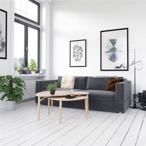 Thomsen Furniture Katrine Nordic Sofabord Trekant Stor 89x126x50 cm - Røget Eg / Sortlakeret Eg