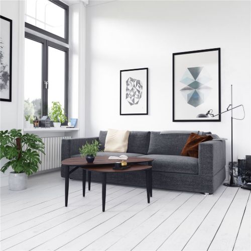 Thomsen Furniture Katrine Nordic Sofabord Trekant Lille 42x67x45 cm - Røget Eg / Sortlakeret Eg