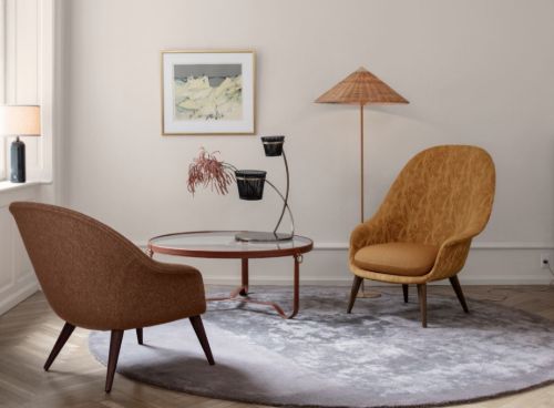 GUBI Paavo Tynell 9602 Floor Lamp H: 153,5 cm - Wicker / Brass