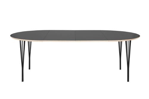 Haslev Tillægsplade til Symphony 82 Ovalt Spisebord 105 x 48 cm - Sort Linoleum