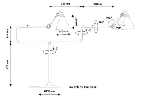 DCW Editions Lampe Gras N317 Bordlampe Rund H: 65cm - Sort/Krom