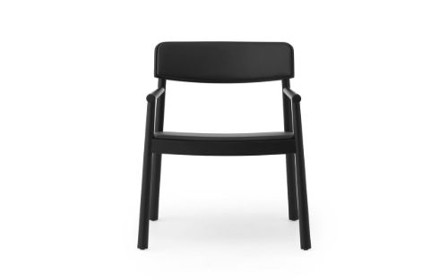 Normann Copenhagen Timb Lounge Armchair Upholstery SH: 42 cm - Black / Ultra Leather